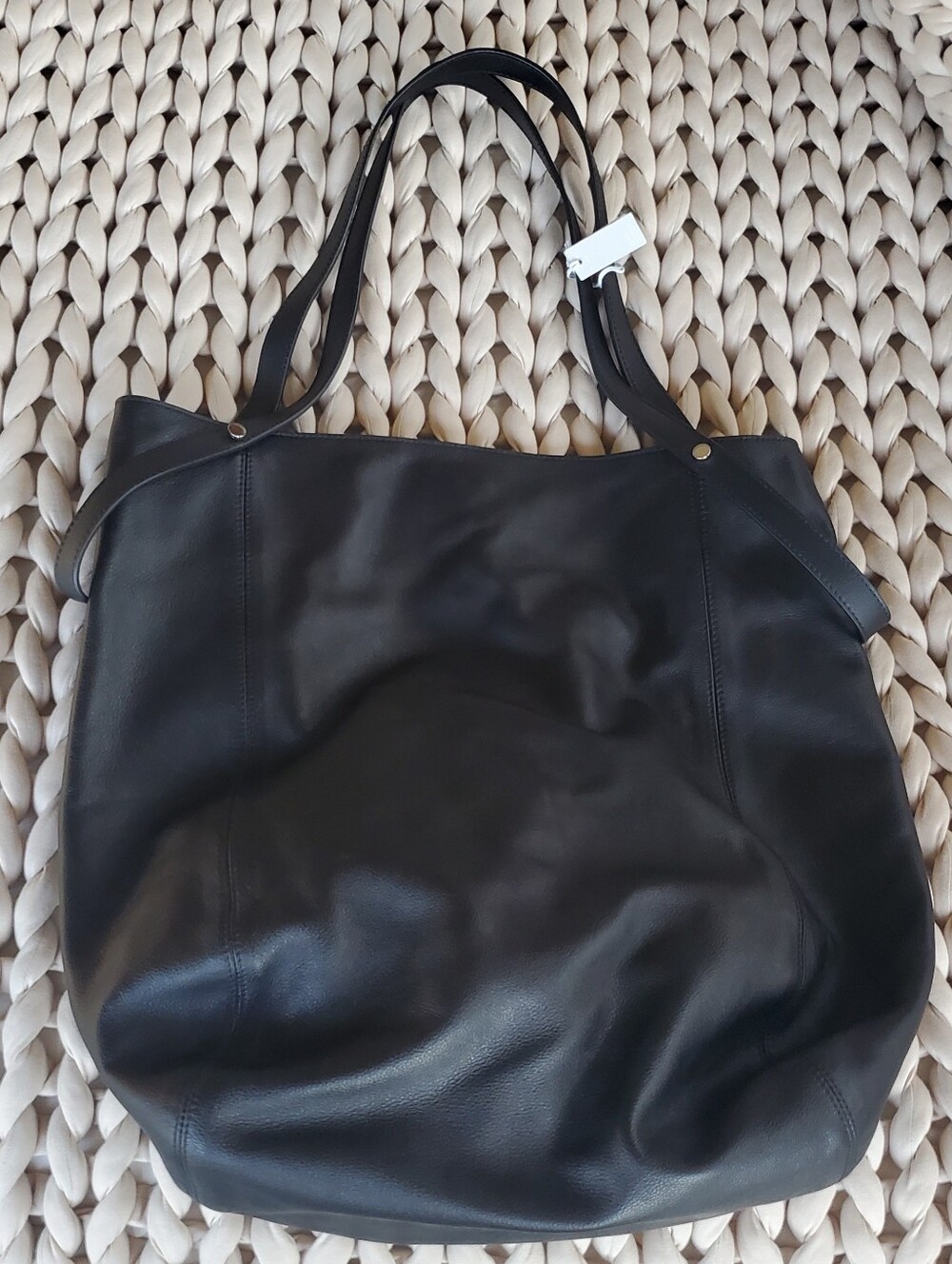 COS LARGE VERSATILE LEATHER SHOPPER IN BLACK PEBBLED LEATHER TOTE NWT $250 - Picture 9 of 16